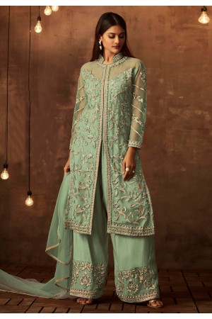 Green embroidered palazzo suit  15079A
